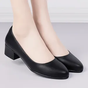 Dress Shoes Black Heel Shoe Sandals Ladies 2023 Round Toe Soft Bottom Lace-Up Basketball Platform Slip On Pumps Work Professio