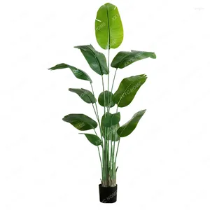 Flores decorativas simulação planta verde decoração artificial interior pássaro do paraíso artificial/árvore de flor falsa