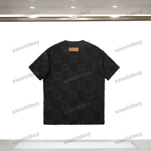 xinxinbuy men designer tee tシャツタオル刺繍レターチェッカーボード短袖