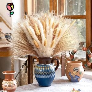 Obiekty dekoracyjne figurki 100pcs naturalne puszyste pampas suszone kwiaty bukiety boho wystrój domu sztuczny kwiat królicz