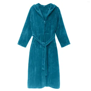 Mäns Sleepwear Mens Bathrobe Autumn Winter Flanell Pyjamas Löst dragkedja Tjock nattklänning Lounge Suit Robe For Man Warm Sale