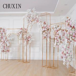 Flores secas luxo rosa branco rosa orquídea folhas douradas floral linha corredor casamento arco decoração de aniversário falso flor eventos festa adereços 231207