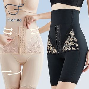 Arm Shaper Flarixa XXXL Женские трусики с высокой талией Вышивка Body Shaper Тренер для талии Подъемник для ягодиц Нижнее белье для похудения Шорты-боксеры для живота 231202