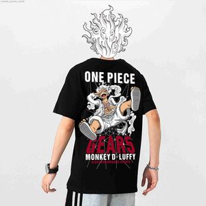Homens camisetas T-shirt dos homens de grandes dimensões Anime japonês One Piece T-shirt de algodão Harajuku Cartoon Women's Top T-shirt Street Casual Men T-shirt L231208