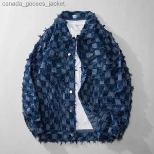 Kurtki damskie wiosna jesienna retro niebieska kratowa mąki dżinsowe kurtki bawełny Jaqueta dżinsy streetwear luźne chaquetas hombre masculina płaszcze l231208