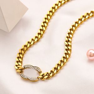 Luxus-Design-Marke, Kristall-Halskette, 18 Karat vergoldet, Edelstahl-Halsketten, runde Halsbandkette, Buchstaben-Anhänger, modische Damen-Hochzeitsschmuck-Accessoires
