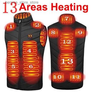 Men's Vests 13/11 Areas Heated Vest Men Jacket Heated Winter Womens Electric Usb Heater Tactical Jacket Man Thermal Vest Body Warmer Coat6XL Q231208