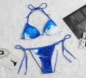 Blaue Camouflage-Bikinis, Designer-Push-Up-gepolsterte Damen-Badeanzüge, Outdoor-Verband, Strandbadebekleidung, Innen-Badebekleidung 8875563