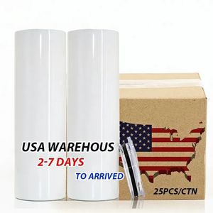 USA/CA Stock 20oz Cups Vakuum Rostfritt stål Tumblers Portable Travel Car Mugs Stay Water Flaskor för sublimeringstryck 4.23