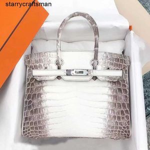 Himalaya Crocodile Handbag Tygväskor Himalaya Himalayan Crocodile Skin Importerat lädermaterial Nilen Crocodile Matte Hand Sydd Hbug