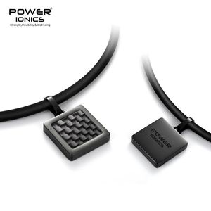 Colares Pingente Power Ionics Unisex Germânio Turmalina Preto Fibra De Carbono Quadrado Pingente Anions Saudável Colar 2-Sides Wearable 231207