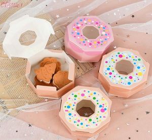 Подарочная упаковка, 10 шт., коробка конфет в виде пончика, сладкий шоколад, тематическая вечеринка, свадьба, день рождения, шестигранная бумага1422009