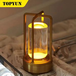 Dekorativa föremål Figurer LED Crystal Table Lamp uppladdningsbar Touch Night Lamp Bedroom Bedside Table Lamp Restaurang Dekorativ lampa 231207