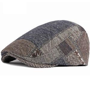 Berety HT4091 Mężczyźni Kobiety beret czapka jesienna zimowe czapki dla mężczyzn Kobiety Plaid Beret Hat Regulowanego bluszczu sboy płaska czapka męska kobiety berety 231208