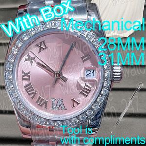 Luksusowy automatyczny zegarek projektantów mody dla kobiet Diamond Watch Gold 28 mm 31 mm Data mechaniczna Ruch ze stali nierdzewnej zegarki Luminous Wodoodporne prezenty
