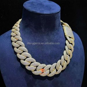 Halskette Schmuck 23 mm 6 Reihen Hip-Hop-Schmuck Vvs Moissanit Diamant weiß gelb vergoldet kubanische Ketten