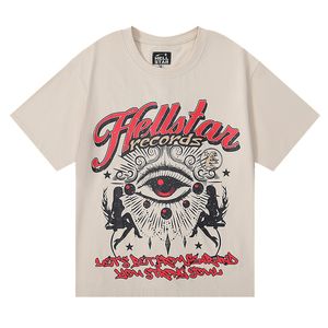 Hellstar 셔츠 디자이너 Mens Tshirt 랩퍼 Hell Star whine glove craft short short sleeve top high street 레트로 지옥 별 셔츠 글자 호일 인쇄 기하학 3246