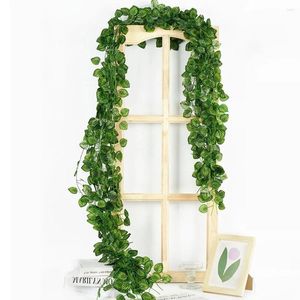 Dekorativa blommor 12st Ivy Artificial Plants Home Decor Wall Hanging Vines 26m/84ft Green Fake Leaves Garland DIY For Wedding Party Room