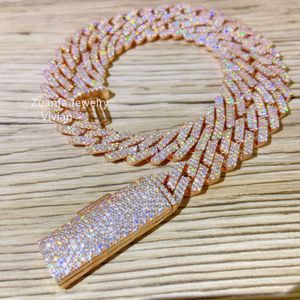 Шикарные ювелирные изделия в стиле хип-хоп, ожерелье со льдом, Vvs, муассанит, с бриллиантами, на заказ, штампованное серебро, кубинское ожерелье со льдом