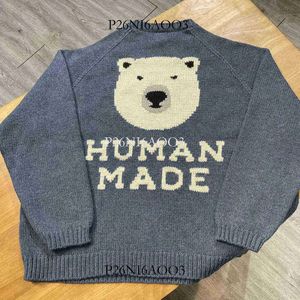 Erkek Hoodies Sweatshirts İnsan Yapımı Kazak Japon Japon Geri Kutup Ayı Mektubu Baskı Erkek Kadınlar İnsan Yapımı Örgü Külot 475