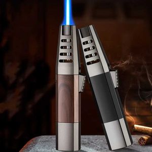 New Metal Outdoor Windproof Direct Spray Butane No Gas Lighter Blue Flame Cigar Barbecue Camping Kitchen Jewelry Welding Igniter