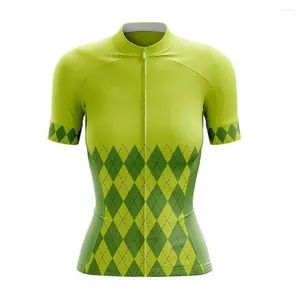 Kurtki wyścigowe Lime Green Women Jersey koszulka rowerowa z krótkim rękawem