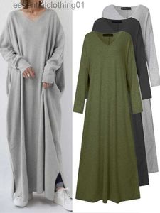 Urban Sexy Dresses 5XL Women Summer Maxi Dress Turkey Eid Solid Cotton Long Dress Sexy A-line V Neck Dresses Moroccan Kaftan Robe Islamic Cloth L231208