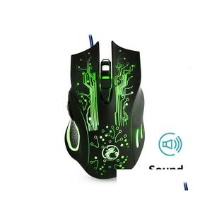 Ratos Wired Gaming Mouse Silent Game Gamer Usb 6 Botões Ergonômico Colorf Led Optical Mause para PC Computador X9 Drop Delivery Computadores Dhszc