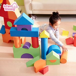 Aircraft Modle Infant Shining Kids Building Blocks 50PCS Baby Big Educational Toys Large for Children EVA Pretend Play Game Foam 231207