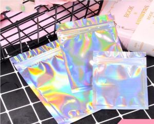 20pcs küçük holografik baggies bir tarafı berrak alüminyum folyo plastik torbalar11073750