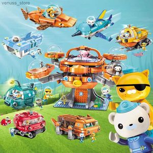 يمنع Octonauts Building Block Figure Barnacles Supmarine Boat Game Bricks Toys for Children Mift R231208