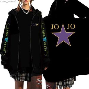 Suéter dos homens Anime Hoodie JoJo Bizarre Adventure Homens Mulher Moletom Esporte Casaco Pulôver Manga Longa Oversized Hoodies JacketL231113