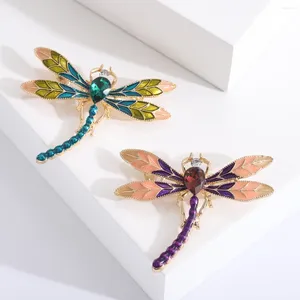 Brosches Crystal Emamel Dragonfly Insect Pins For Women Unisex Wedding Banket Daily Jewets Gifts Kläddräkt Tillbehör