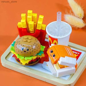 Blocchi Hamburger Building Blocks 261PCS Patatine fritte Pollo fritto Modelli Mattoni Cartoon Fast Food Set Giocattoli per bambini Regali per bambini R231208