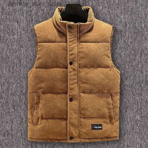 Gilet da uomo Gilet invernale da uomo in velluto a coste Colletto alla coreana Resistente alla moda Inverno Cerniera esterna senza maniche Giacca calda imbottita Gilet Cappotto Q231208