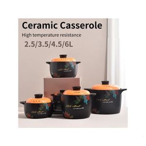 Holenderskie piekarniki 1PC Ceramiczna garnek zapiekanek holenderski piekarnik z pomarańczową pokrywką glinianą garnek do kuchenki indukcyjnej i piec gazowy Toppot 231207