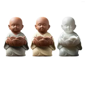 Ljushållare Little Monk figur Ceramic Tea Light Holder Lätt för hyllor