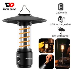 Cords Slings and Webbing WEST BIKING LED Camping Light USB Rechargeable Bulb For Outdoor Tent Lamp Portable Lantern Emergency Lights Hiking Flashlight 231208