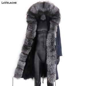 Giacche da uomo Cappotto in vera pelliccia da uomo Giacca invernale da uomo XLong Parka Capispalla impermeabile Colletto in volpe naturale Spessore caldo Streetwear Russo 231208