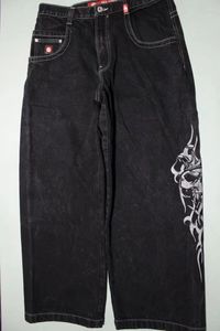 Jeans da donna Y2k Harajuku Grafica con teschio hip-hop Oversize Nero sciolto per uomo e donna Pantaloni larghi gotici Street Wear