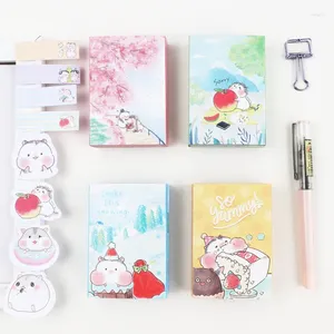 Cartoon Kawaii Hamster Cherry Snow Mountain 6 Folding Memo Pad N Times Sticky Notes Notepad Bookmark Gift Stationery