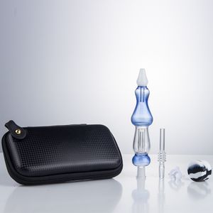 Headshop214 NC034 Set di borse per pipe da fumo Calabash Style Bubbler Circa 6,81 pollici Tubo Dab Rig Bong in vetro 10 mm Titanio Quarzo Ceramica Clip per unghie Custodia per attrezzi Dabber