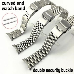 Watch Bands Solid 316L Stainless Steel Watchband 18 19 20 21 22 23 24 26 28 30mm Curved End Watch Band Strap Replacement Wristbands Bracelet 231207