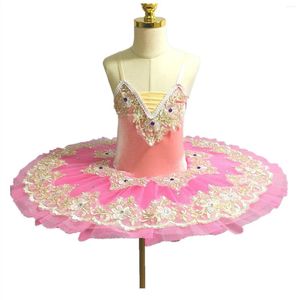 Palco desgaste rosa ballet tutu saia sling inchado branco cisne lago barriga dança beleza grupo desempenho traje vestido