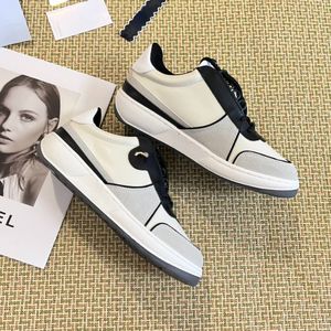 Brand Women's Shoes Cowhide Splicing Black and White Color Matching Sneakers