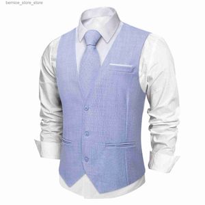 Men's Vests Fashion Men's Cotton Vest for Man Luxury Necktie Pocket Square Cufflinks Set Wedding Party Business Men's Waistcoat chaleco homb Q231208