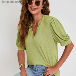 Women's T-Shirt Women's Tops Tees Woman Clothing T-shirt Blouse T Shirt Short Puff Sle Navy Grey Green Blue Purple Fe Clothes for WomenL231208