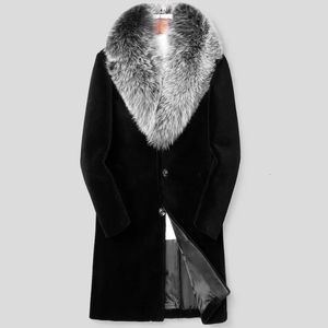 Мужские куртки 2023, пальто из искусственного норкового меха, пушистый длинный искусственный воротник, толстый тренд, мужская меховая одежда, корейские модные зимние куртки для волос 231207