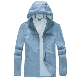 メンズジャケットAnti UVa UPF 40屋外プチパッケージ薄い薄いウィンドブレイカーフード付きスキンコートサマーメンズ女性ジャケット
