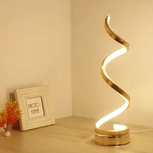 Tischlampen, moderne Spirallampe, minimalistisch, dimmbar, angetrieben, für Schreibtisch, Schlafzimmer, Büro, Nachttisch, Bücherregal, Wohnzimmer, Luminarias, Heimdekoration